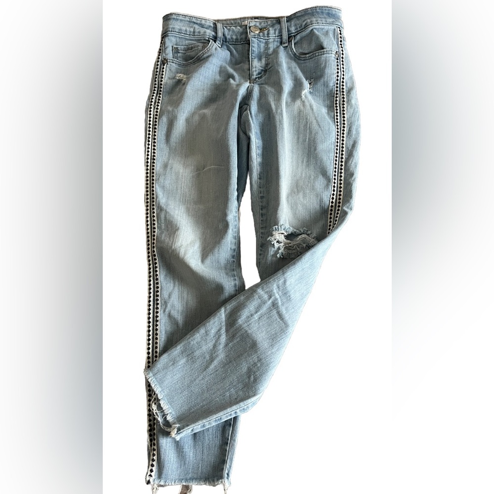 ANN TAYLOR LOFT Curvy Skinny Crop Light Jeans With Side Stripe Size 25 30x26